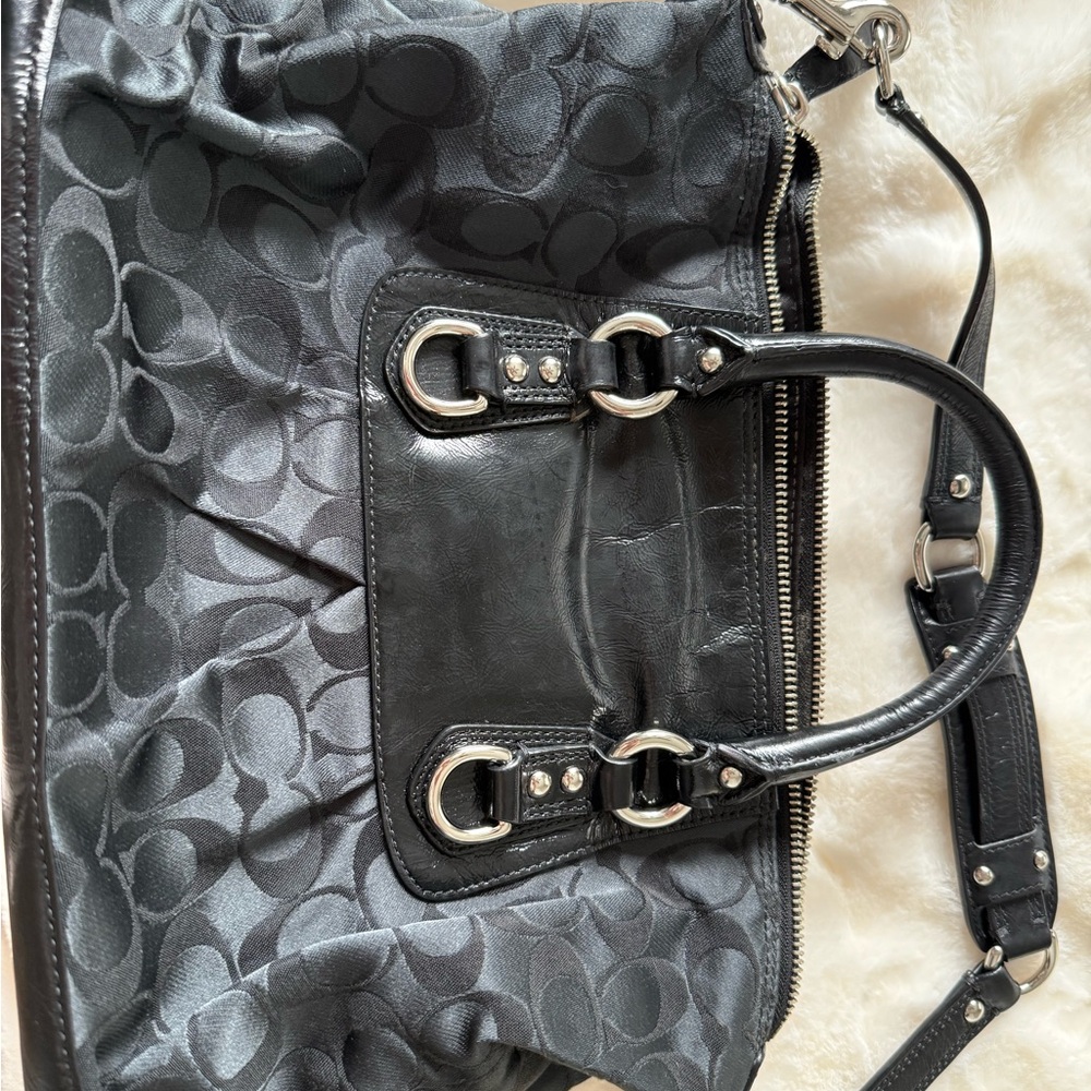 Coach Black Signature Satchel with Removable Strap - Picture 2 of 5